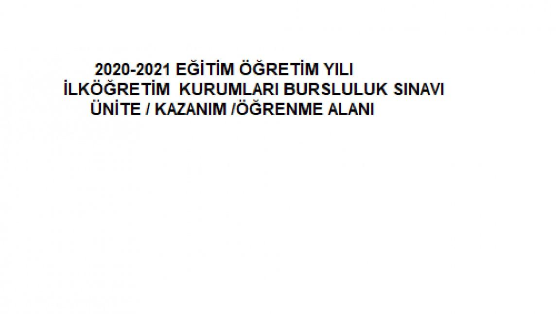 2020 2021 Egitim Ogretim Yili 5 Sinif Ilkogretim Ve Ortaogretim Kurumlari Bursluluk Sinavi Unite Kazanim Og